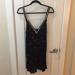 Free People black dress w/gold sequins worn once!